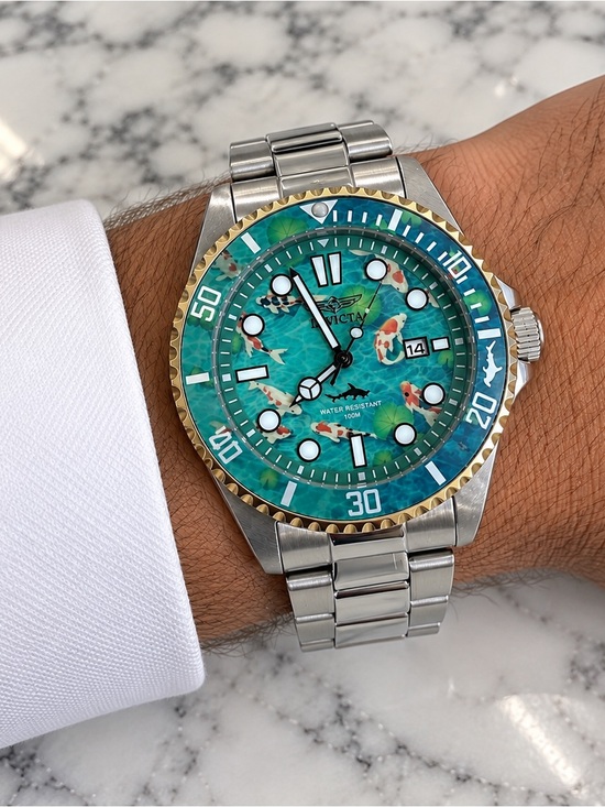 Invicta Other - Invicta Men’s Silver Watch with Green Koi Dial-51053